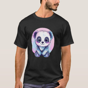 Camiseta Ilustração de cores pastéis de ursinho panda bebê 