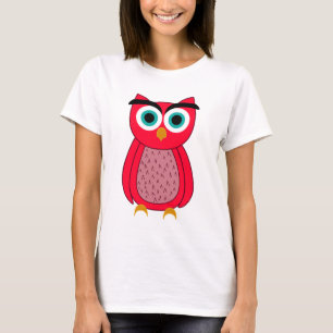 Camiseta Ilustração de Coruja Rosa Fofa