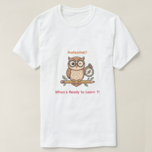 Camiseta Ilustração de Coruja Símbolo de Volta às Aulas com