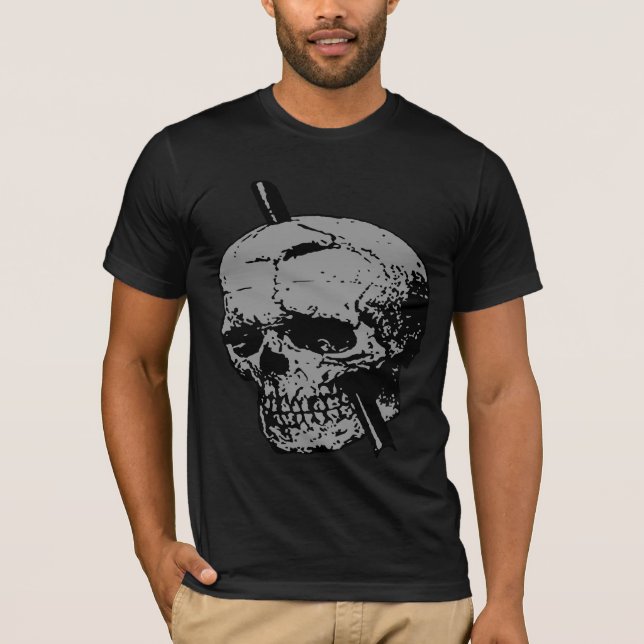 Camiseta Ilustração de Crânio com Vetor de Ferro de Socamen (Frente)