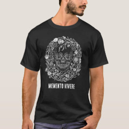 Camiseta Ilustração de Crânio e Flores Silvestres em Cottag