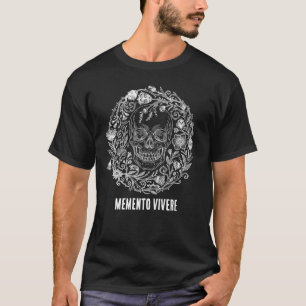 Camiseta Ilustração de Crânio e Flores Silvestres em Cottag