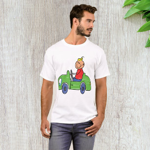 Camiseta Ilustração De Crianças De Carros Verdes Que Conduz