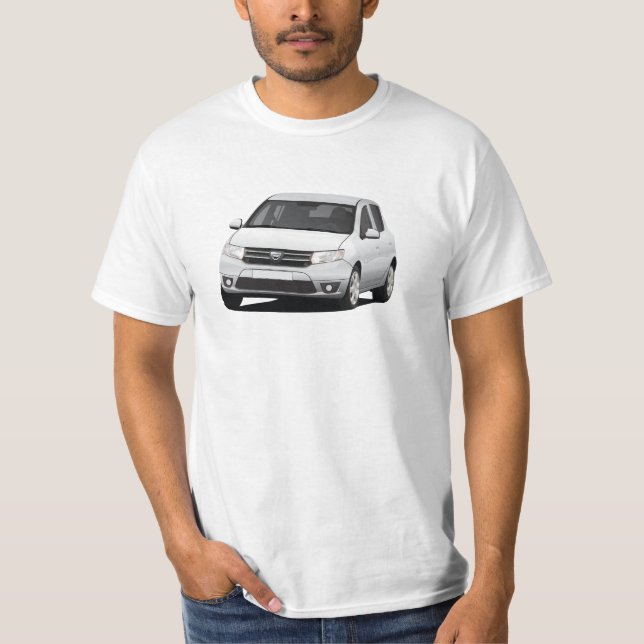 Camiseta Ilustração de Dacia Sandero - cinza de prata (Frente)