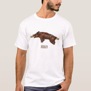 Camiseta Ilustração de desenho animado assado/assado porcin