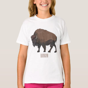 Camiseta Ilustração de desenho animado Bison