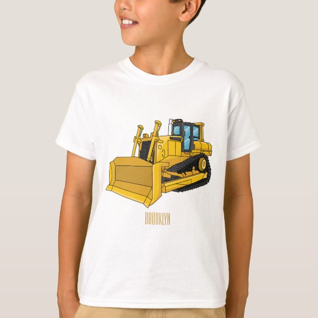 Camiseta Ilustração de desenho animado Bulldozer (Frente)