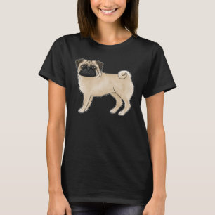 Camiseta Ilustração de desenho animado canino de pug cor de