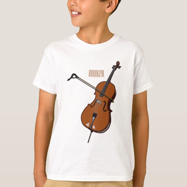 Camiseta Ilustração de desenho animado Cello (Frente)
