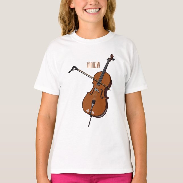 Camiseta Ilustração de desenho animado Cello (Frente)