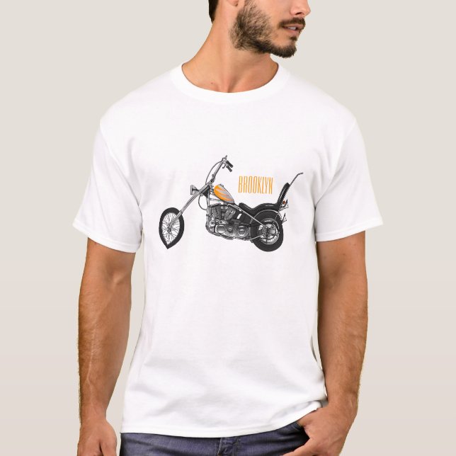 Camiseta Ilustração de desenho animado Chopper Motorcycle 1 (Frente)