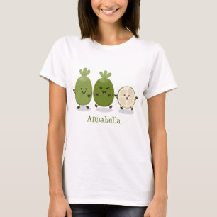 Camiseta Ilustração de desenho animado com abacaxi guava fe