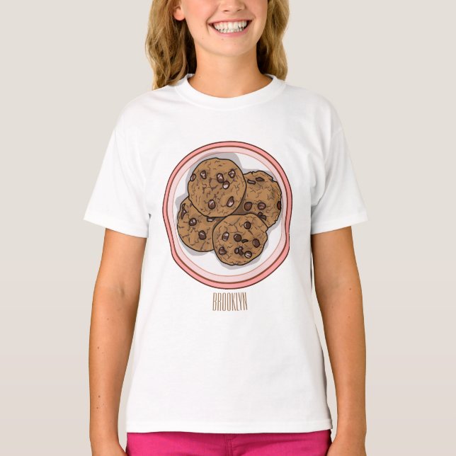 Camiseta Ilustração de desenho animado com chip de chocolat (Frente)