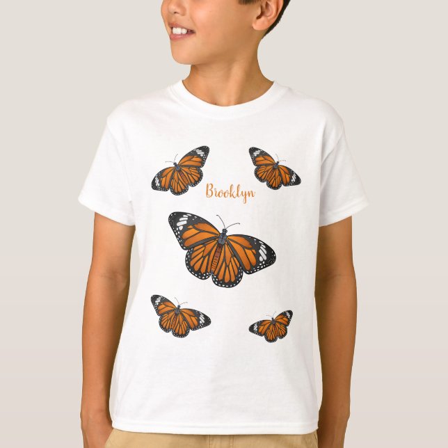 Camiseta Ilustração de desenho animado da borboleta monarca (Frente)