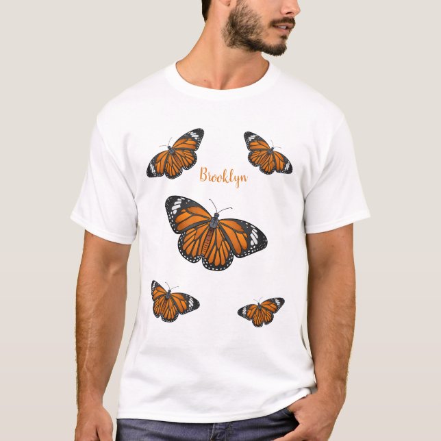 Camiseta Ilustração de desenho animado da borboleta monarca (Frente)