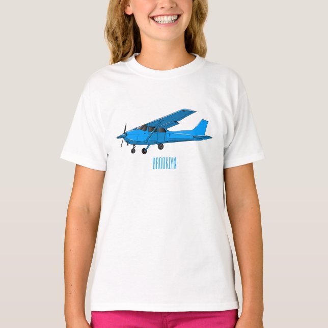 Camiseta Ilustração de desenho animado de aeronaves de asa  (Frente)