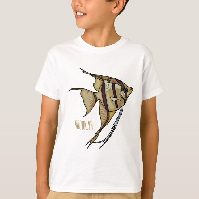 Camiseta Ilustração de desenho animado de Angelfish (Frente)
