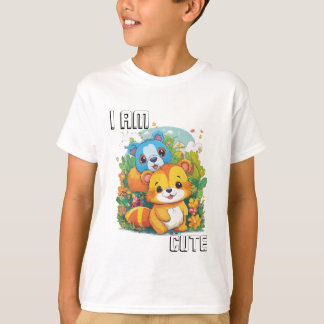 Camiseta Ilustração de desenho animado de animal fofo eu so
