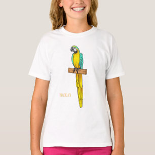 Camiseta Ilustração de desenho animado de arara-azul-e-amar