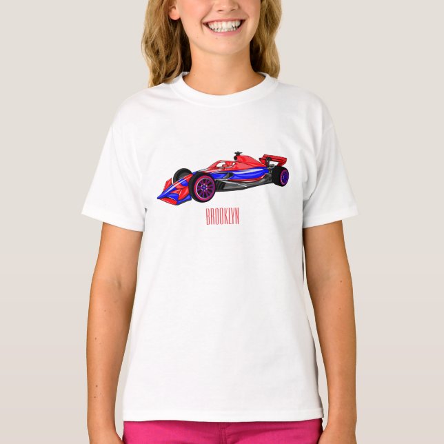 Camiseta Ilustração de desenho animado de automóveis de cor (Frente)