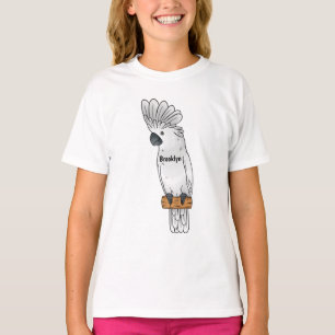 Camiseta ilustração de desenho animado de ave cacatua-chuva