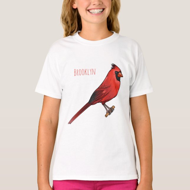 Camiseta ilustração de desenho animado de aves cardeal nort (Frente)