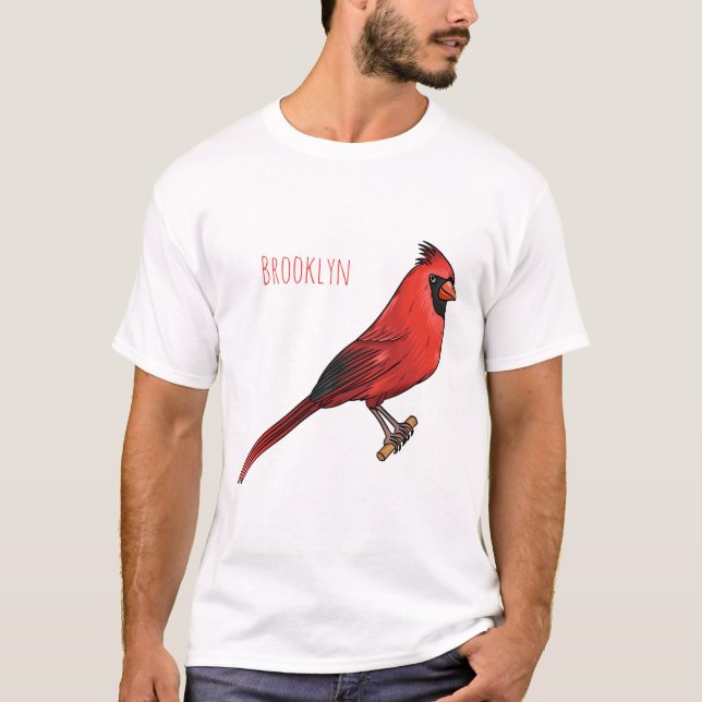 Camiseta ilustração de desenho animado de aves cardeal nort (Frente)