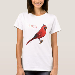 Camiseta ilustração de desenho animado de aves cardeal nort