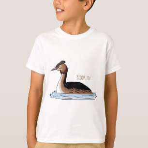 Camiseta ilustração de desenho animado de aves-cinzentas cr