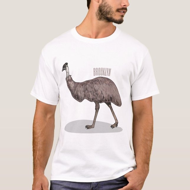 Camiseta Ilustração de desenho animado de aves da Emu (Frente)