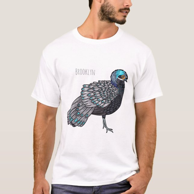 Camiseta Ilustração de desenho animado de aves faisão de pa (Frente)