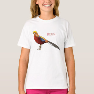 Camiseta ilustração de desenho animado de aves faisão do ou