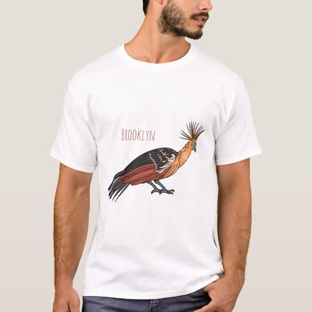 Camiseta Ilustração de desenho animado de aves Hoatzin (Frente)