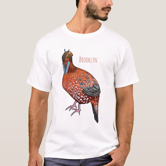 Camiseta Ilustração de desenho animado de aves tragopan de  (Frente)