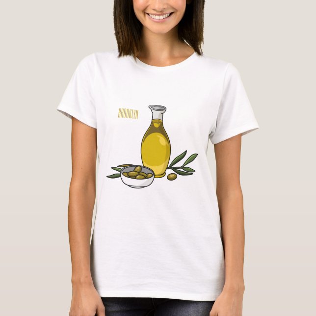 Camiseta Ilustração de desenho animado de azeite (Frente)