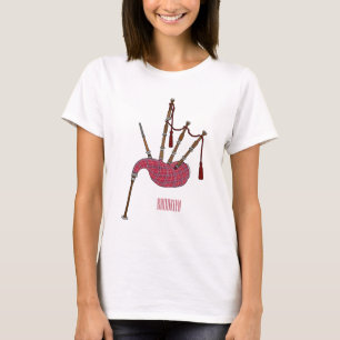 Camiseta Ilustração de desenho animado de Bagpipe