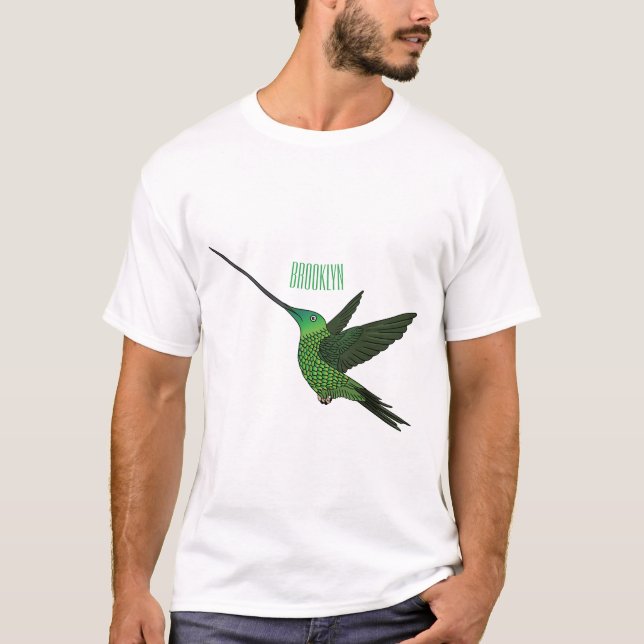 Camiseta Ilustração de desenho animado de beija-flor-espada (Frente)