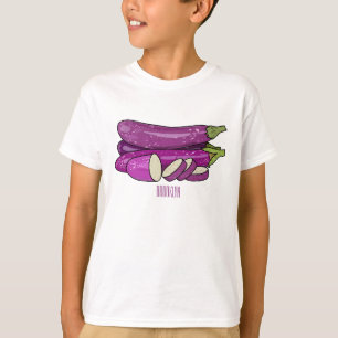 Camiseta Ilustração de desenho animado de beringela