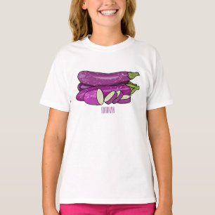 Camiseta Ilustração de desenho animado de beringela