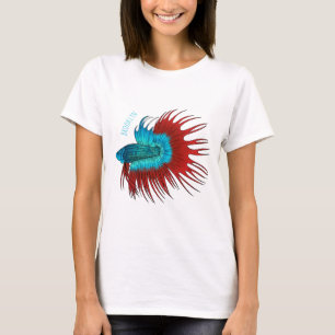 Camiseta Ilustração de desenho animado de betta-rabo-cruzad