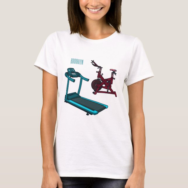 Camiseta Ilustração de desenho animado de bicicleta ergomét (Frente)