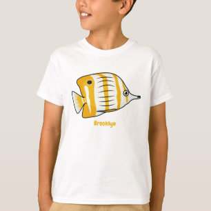 Camiseta Ilustração de desenho animado de borboleta-branc
