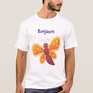 Camiseta Ilustração de desenho animado de borboleta laranja