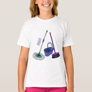 Camiseta Ilustração de desenho animado de Broom & mop