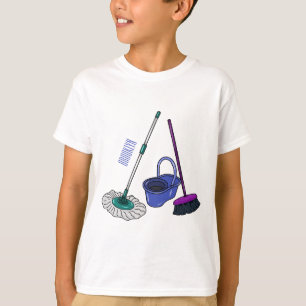 Camiseta Ilustração de desenho animado de Broom & mop