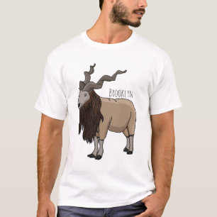 Camiseta Ilustração de desenho animado de cabra Markhor