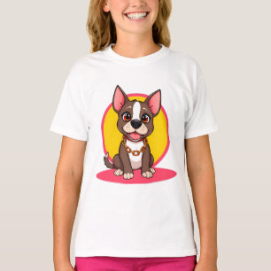 Camiseta Ilustração de desenho animado de cachorro feliz