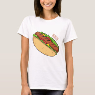 Camiseta Ilustração de desenho animado de cachorro quente