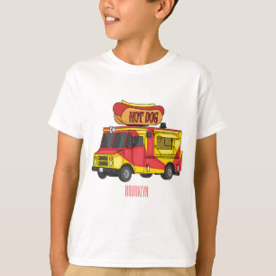 Camiseta Ilustração de desenho animado de caminhão com comi
