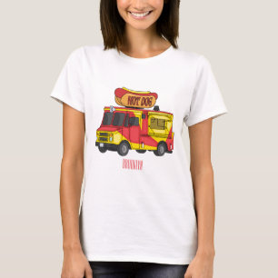 Camiseta Ilustração de desenho animado de caminhão com comi